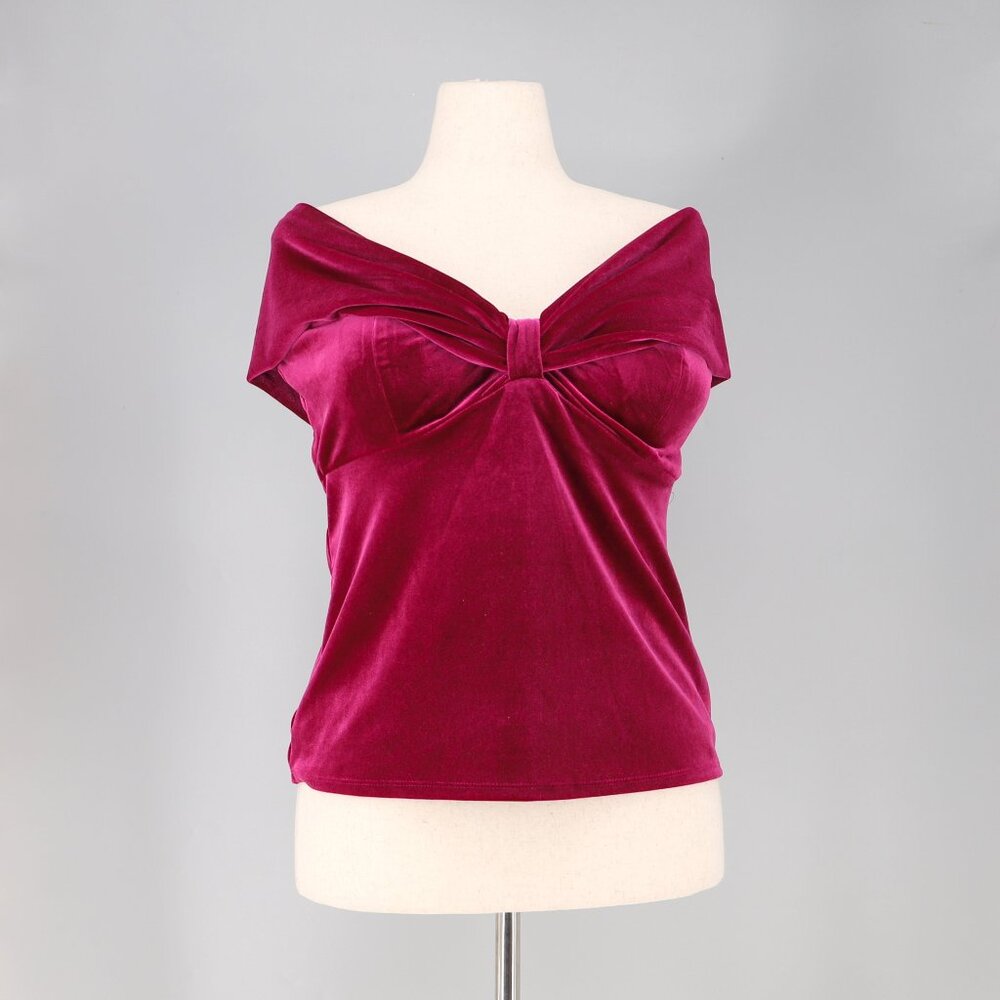 NWT PARKER Ruched Off-the-Shoulder Plush Top in Beyond Fuchsia Size L